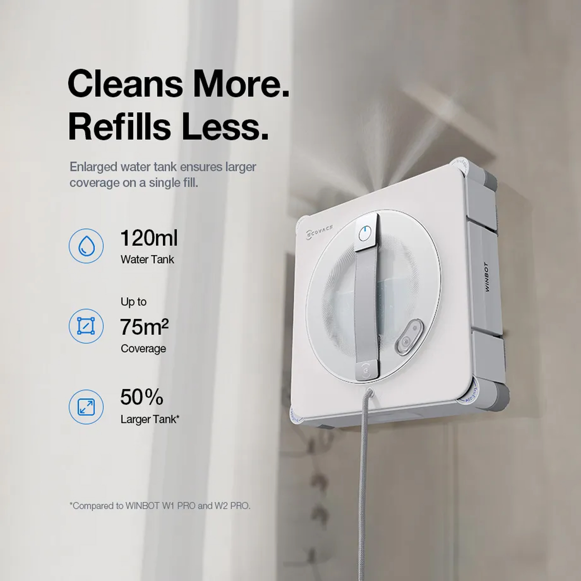 Ecovacs WINBOT W2S PRO UK Robot Window Cleaner 270-WD008V02 - White Ecovacs WINBOT W2S PRO UK Robot Window Cleaner 270-WD008V02 - White