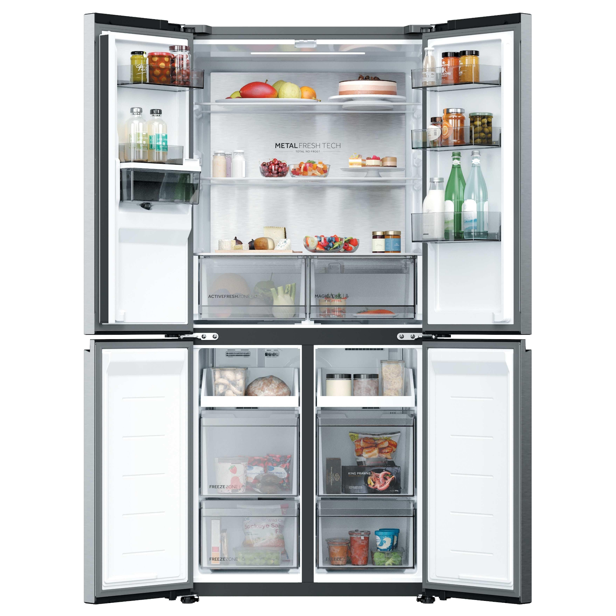 Haier 83cm Rise Cube Series Four Door Fridge Freezer With Water Dispenser Non Plumbed HCR58S18CWMM - Stainless Steel Haier 83cm Rise Cube Series Four Door Fridge Freezer With Water Dispenser Non Plumbed HCR58S18CWMM - Stainless Steel