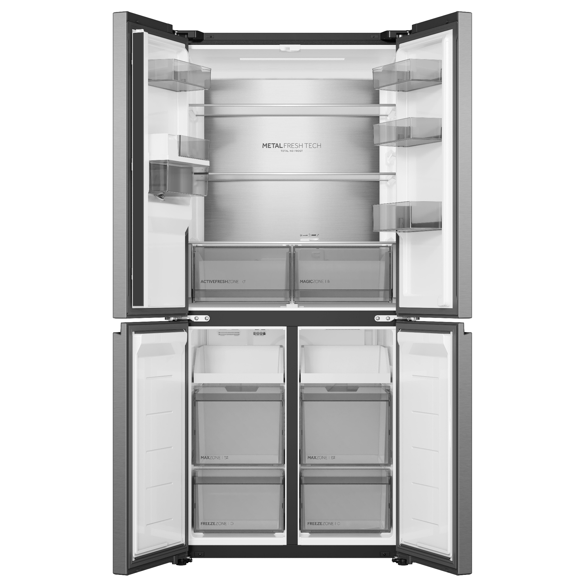 Haier 83cm Rise Cube Series Four Door Fridge Freezer With Water Dispenser Non Plumbed HCR58S18CWMM - Stainless Steel Haier 83cm Rise Cube Series Four Door Fridge Freezer With Water Dispenser Non Plumbed HCR58S18CWMM - Stainless Steel