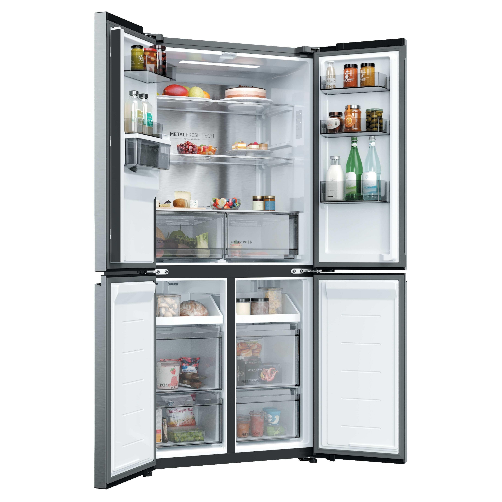 Haier 83cm Rise Cube Series Four Door Fridge Freezer With Water Dispenser Non Plumbed HCR58S18CWMM - Stainless Steel Haier 83cm Rise Cube Series Four Door Fridge Freezer With Water Dispenser Non Plumbed HCR58S18CWMM - Stainless Steel