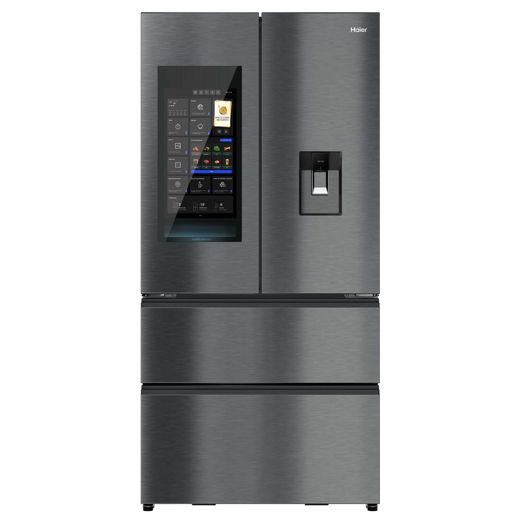Haier Horizon Collection French Style Fridge Freezer With Ice & Water HFW99F19ESSB - Black Steel