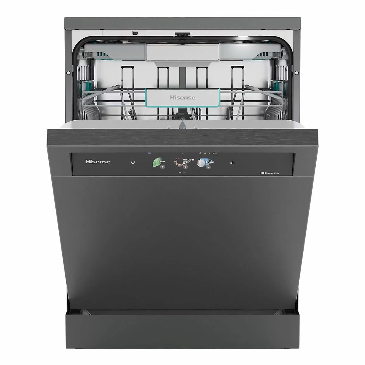 Hisense 60cm Freestanding AutoDose Dishwasher HS693A90ADBX - Black Steel