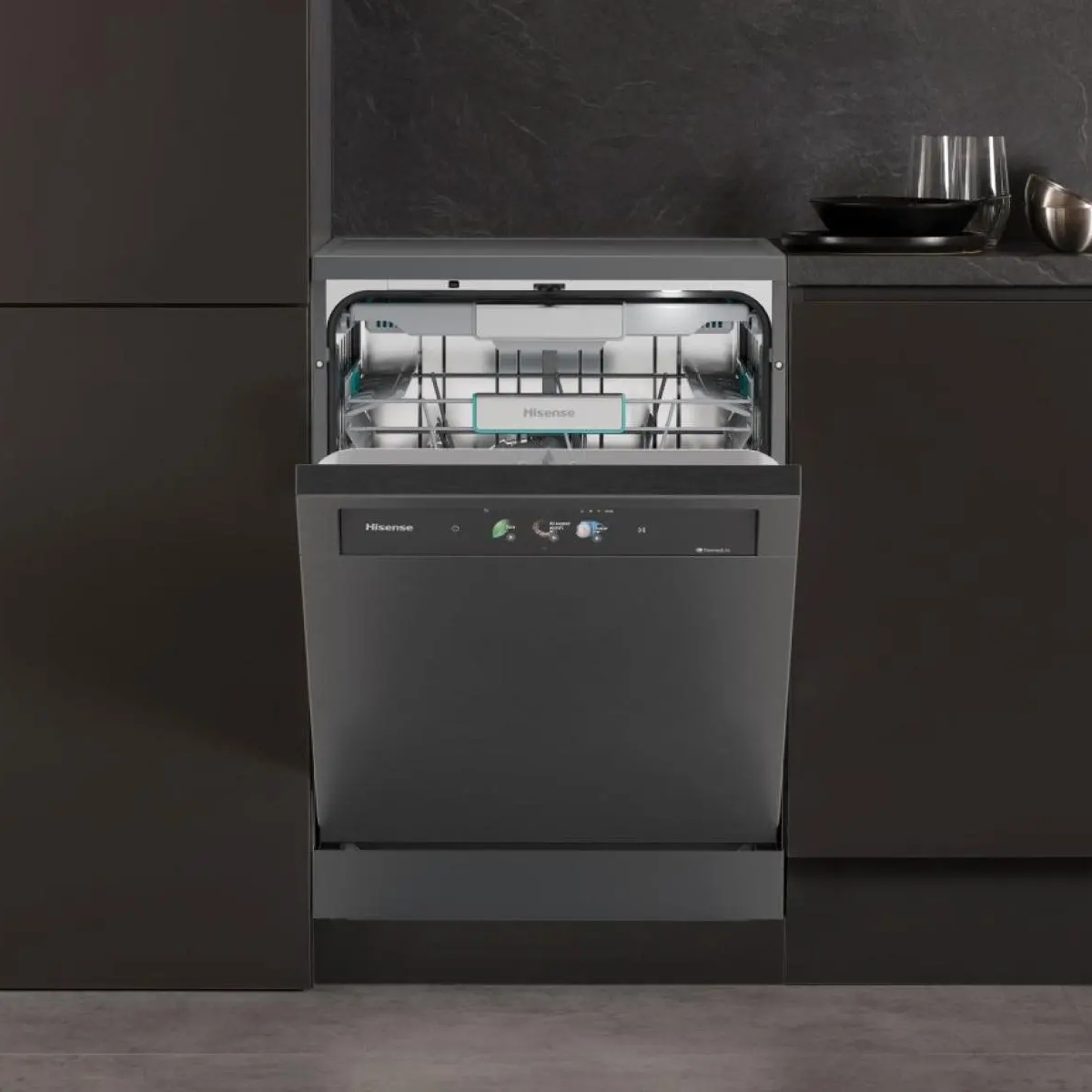 Hisense 60cm Freestanding AutoDose Dishwasher HS693A90ADBX - Black Steel Hisense 60cm Freestanding AutoDose Dishwasher HS693A90ADBX - Black Steel