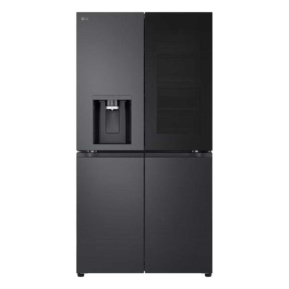 LG Four Door InstaView Fridge Freezer With Water Dispenser & Ice Maker GMK960EV2E - Black Steel