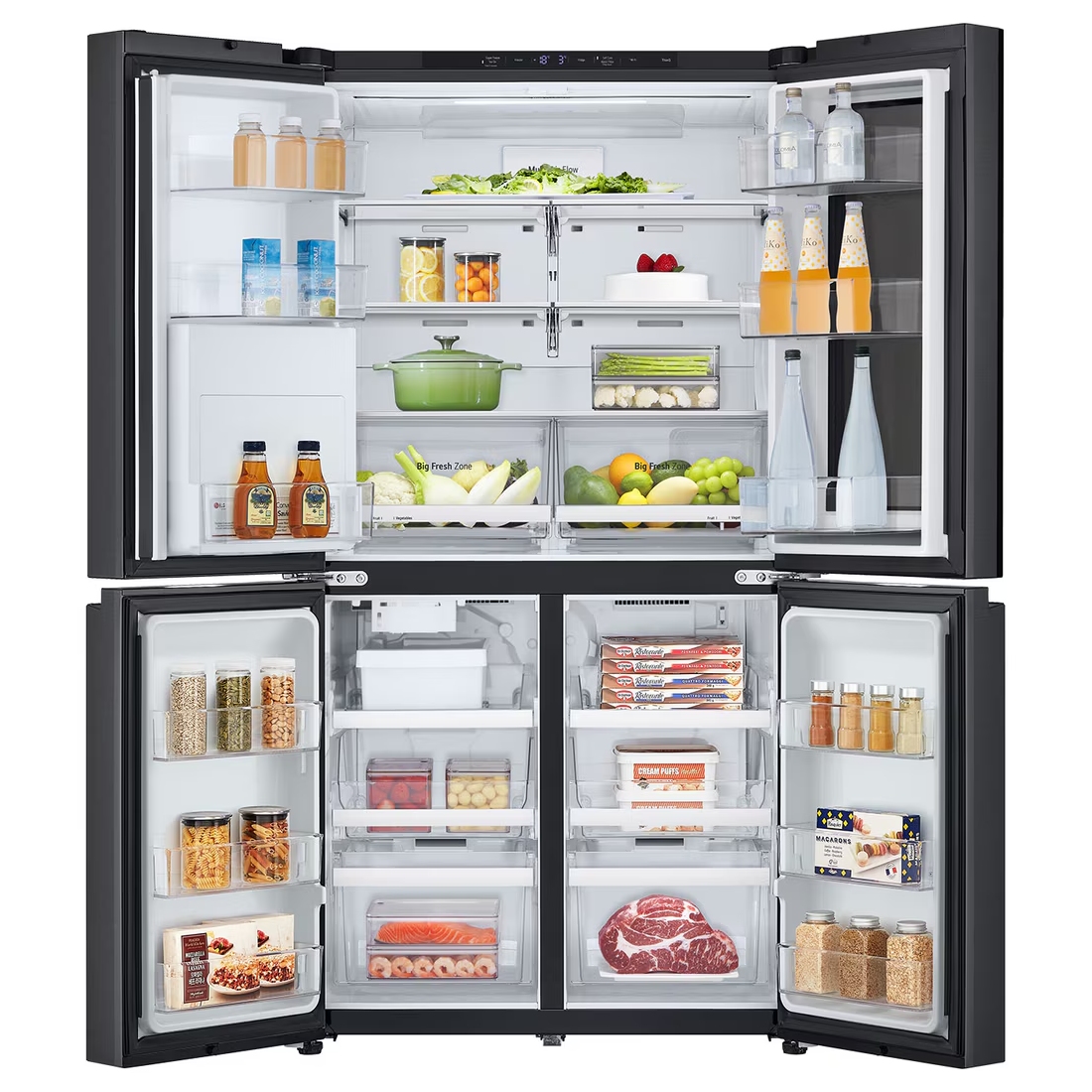 LG Four Door InstaView Fridge Freezer With Water Dispenser & Ice Maker GMK960EV2E - Black Steel LG Four Door InstaView Fridge Freezer With Water Dispenser & Ice Maker GMK960EV2E - Black Steel
