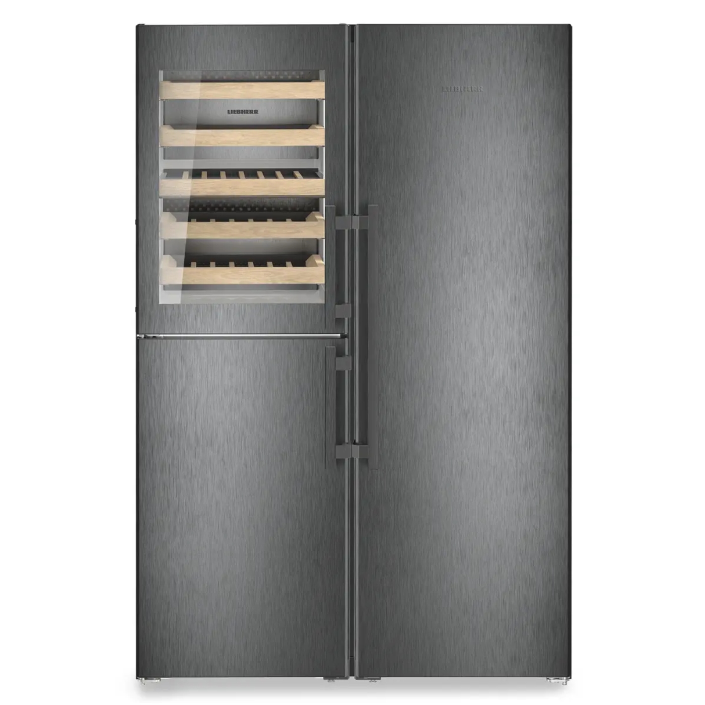 Liebherr 120cm Peak Side By Side Biofresh Fridge Freezer With Wine Compartment XRCBS5295 - Black Steel