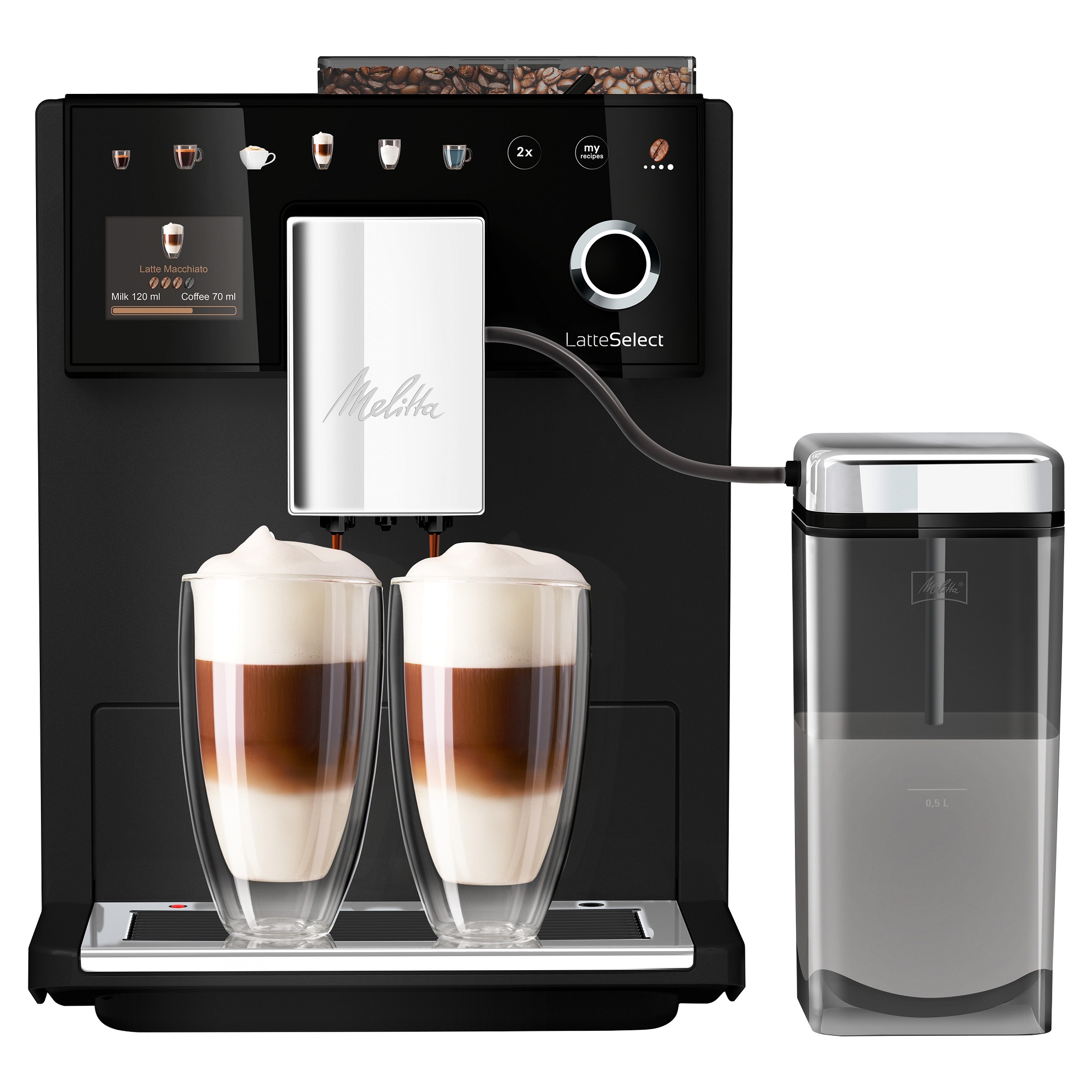 Melitta Latte Select Freestanding Coffee Machine 6781940 - Frosted Black
