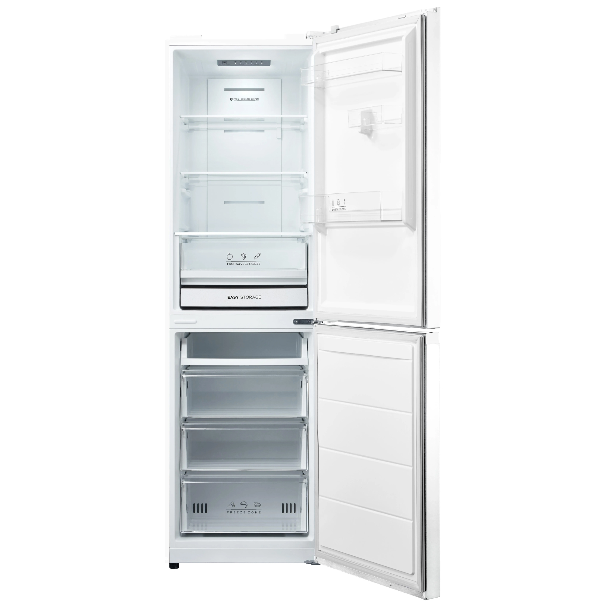 Midea 55cm 273L Total No Frost Freestanding Fridge Freezer MDRB379FGD01 - White
