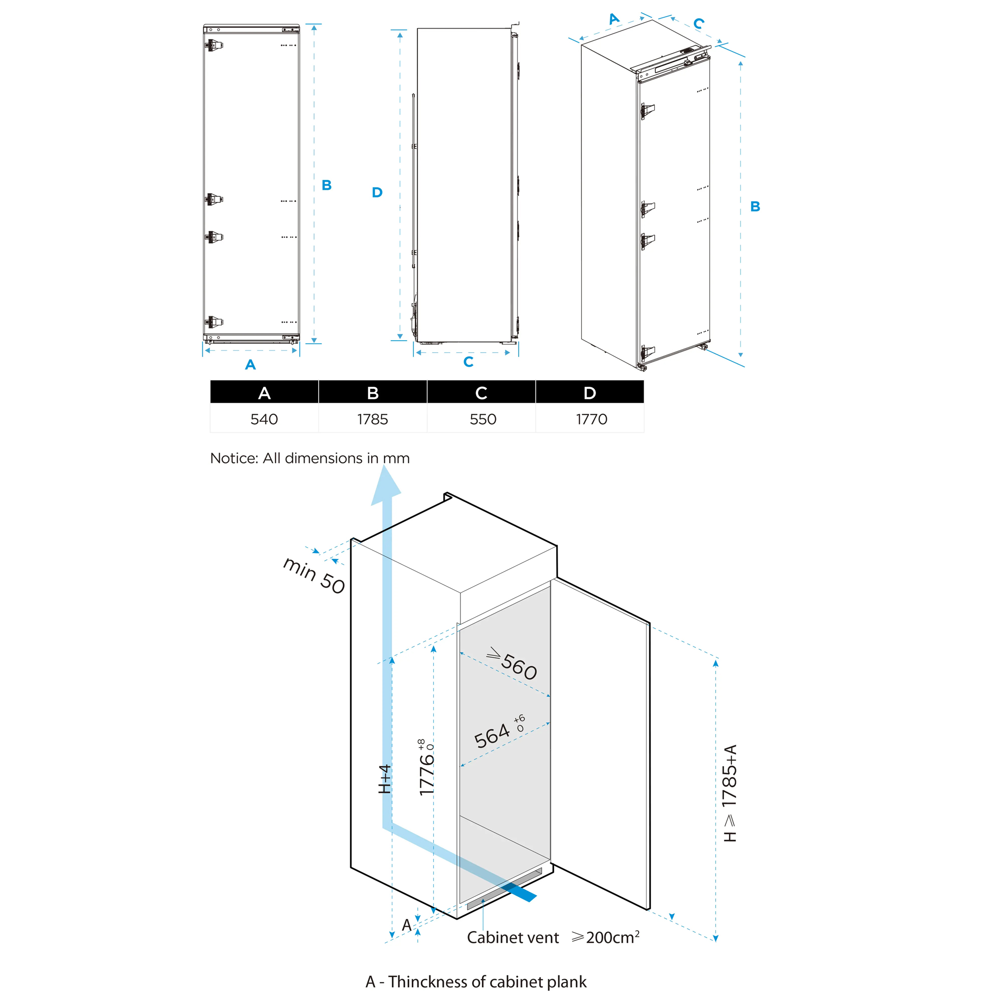 Midea 212L Total No Frost Upright In Column Freezer MDRE306FGE01D - White Midea 212L Total No Frost Upright In Column Freezer MDRE306FGE01D - White