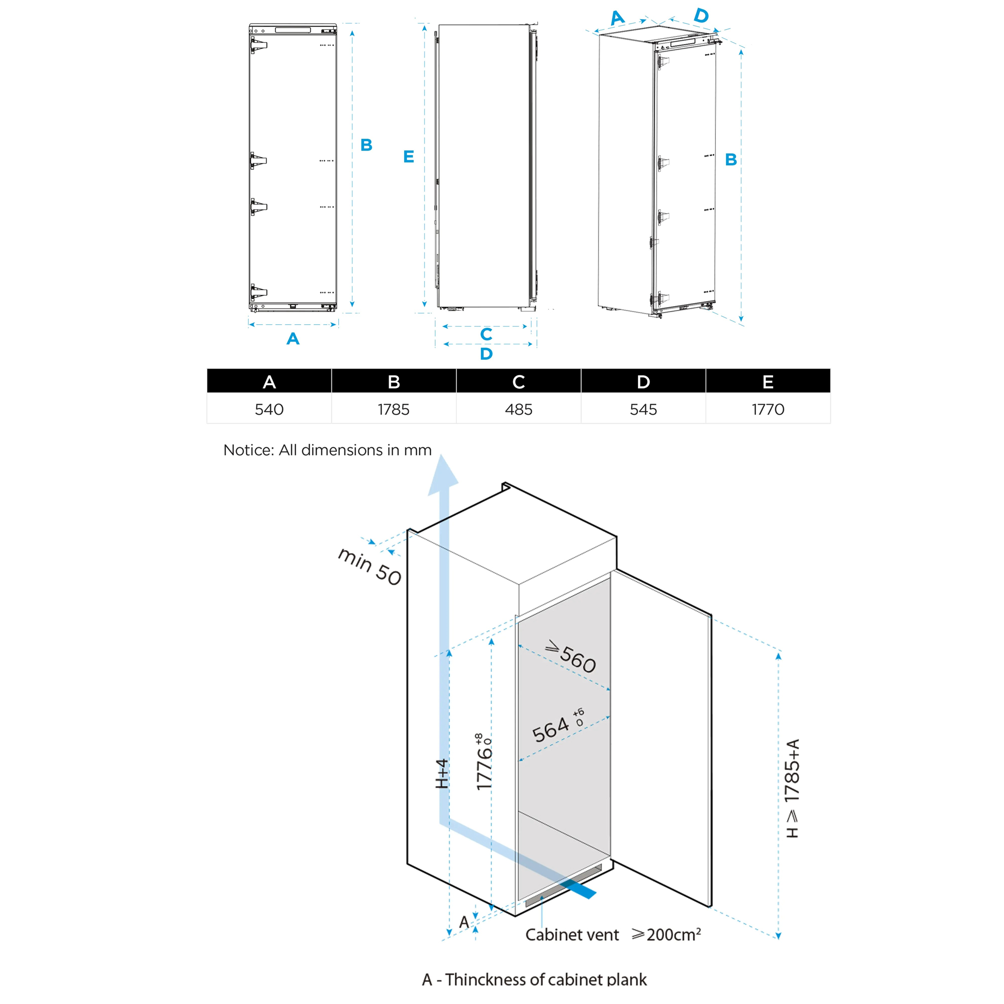 Midea 179cm Frost Free In Column Larder Fridge MDRE423FGE01D Midea 179cm Frost Free In Column Larder Fridge MDRE423FGE01D
