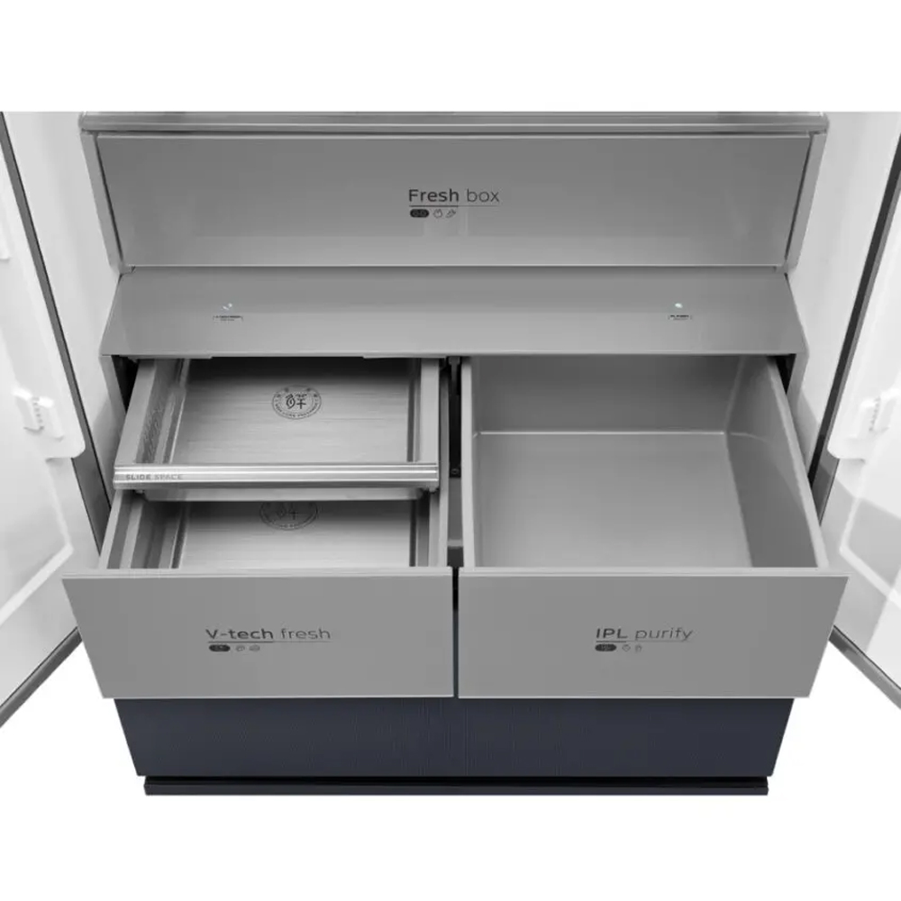 Midea 83.3cm Total No Frost American Style Four Door Fridge Freezer MDRF705BIE70 - Sapphire Glass Midea 83.3cm Total No Frost American Style Four Door Fridge Freezer MDRF705BIE70 - Sapphire Glass