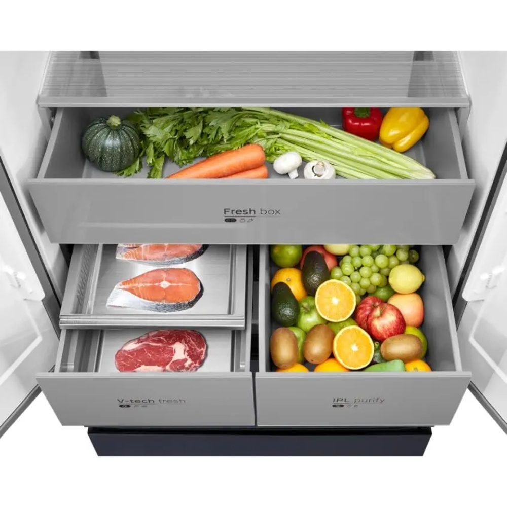 Midea 83.3cm Total No Frost American Style Four Door Fridge Freezer MDRF705BIE70 - Sapphire Glass Midea 83.3cm Total No Frost American Style Four Door Fridge Freezer MDRF705BIE70 - Sapphire Glass