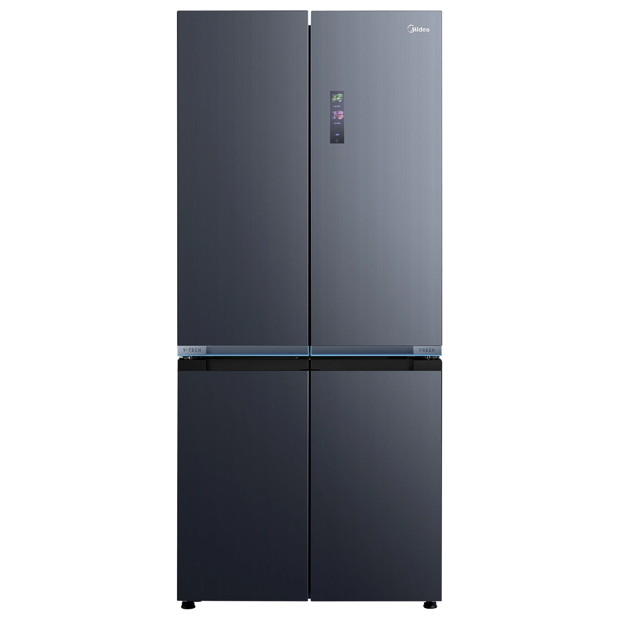 Midea 83.3cm Total No Frost Freestanding French Style Four Door Fridge Freezer MDRM706BIE70 - Sapphire Glass