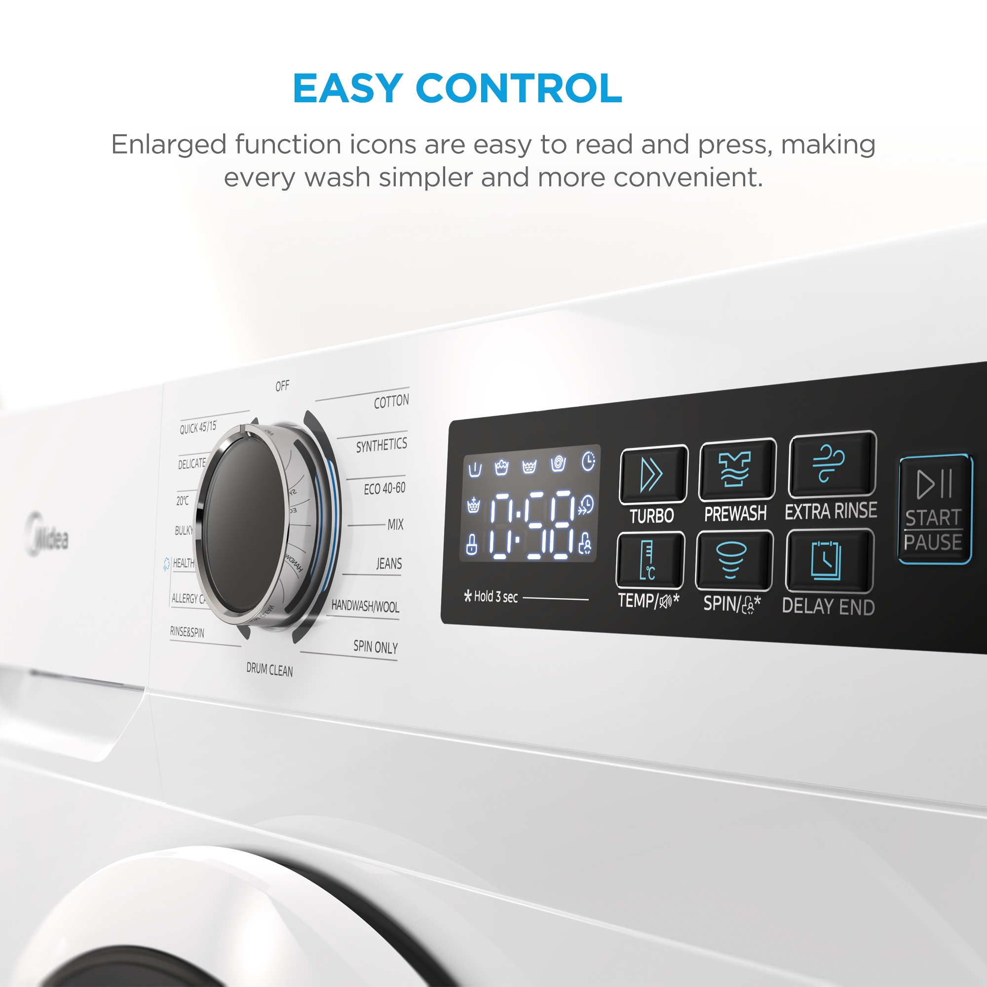 Midea 10kg Washing Machine 1400rpm MF110W100BA10WU - White Midea 10kg Washing Machine 1400rpm MF110W100BA10WU - White