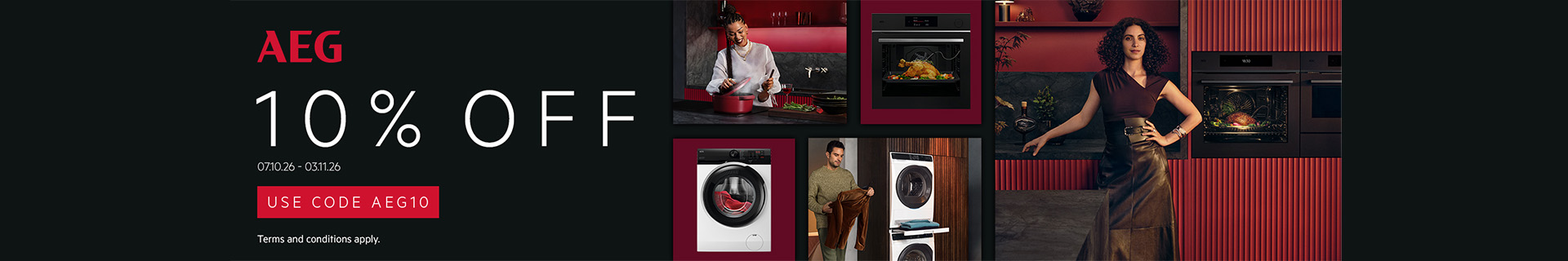 Save 10% on selected AEG appliances